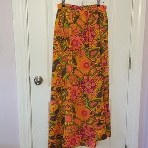 Funky 60's 70's Long Floral Skirt